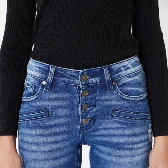 KanCan Motto High-Rise Button Down Fly Distressed Skinny Jeans Women’s Sizes NWT - Picture 6 of 16